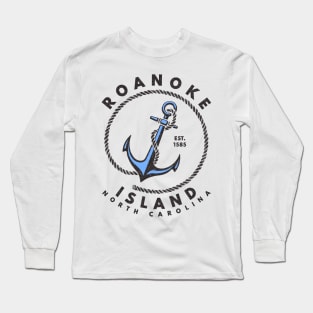 Vintage Anchor and Rope for Traveling to Roanoke Island, North Carolina Long Sleeve T-Shirt